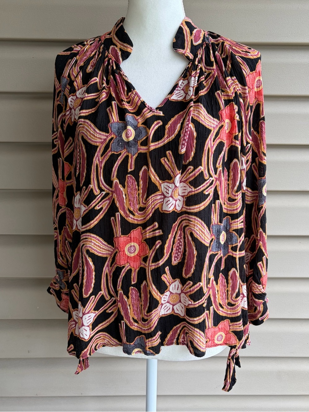 •Christian Siriano• Bohemian Floral Peasant Top - Size Large